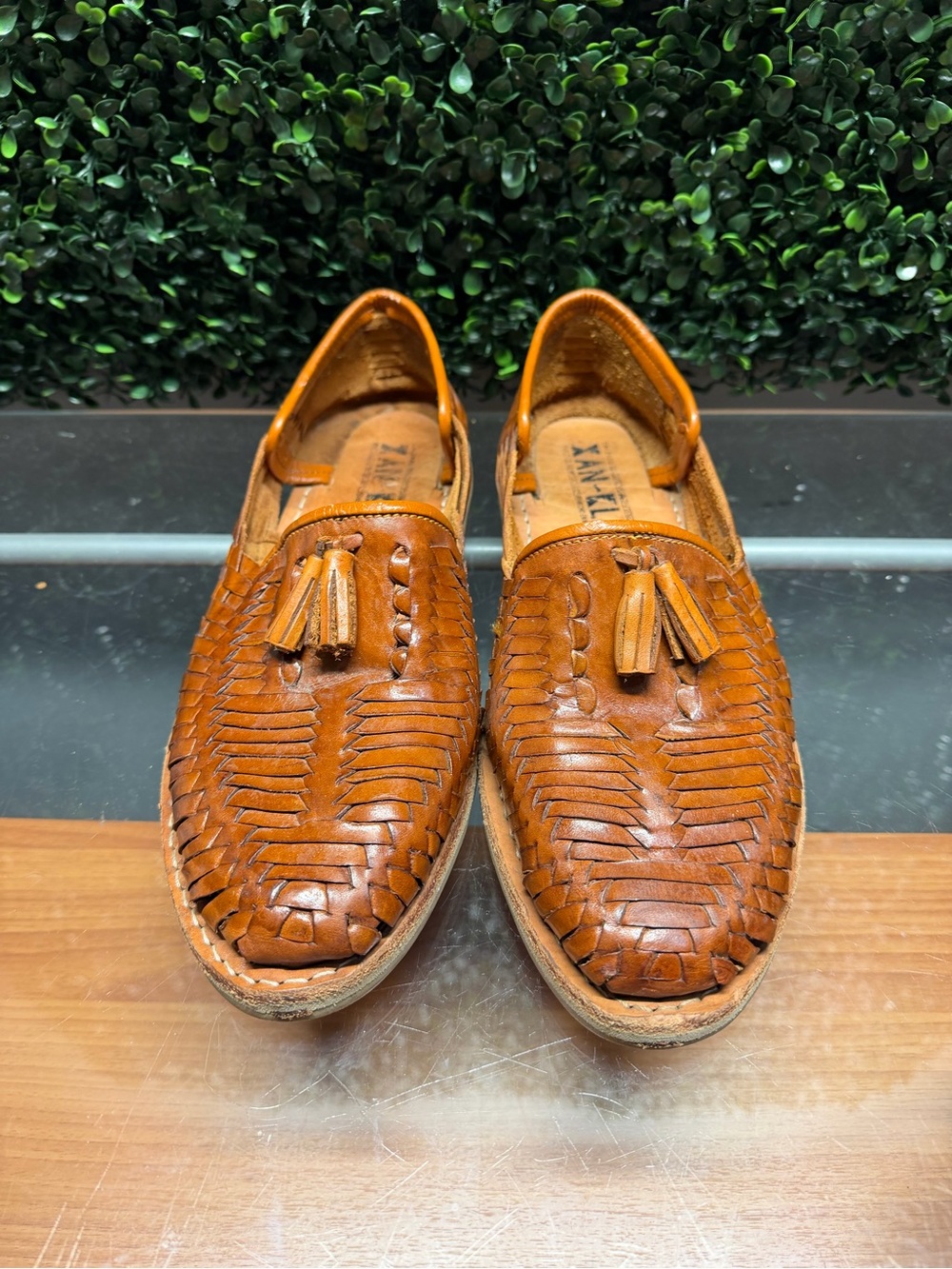 Men's Woven Leather Tassel Loafers - Brown - Picture 2 of 8